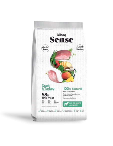 Dibaq Sense Grain Free Pato e Peru Light ou Senior |Cães| Dibaq