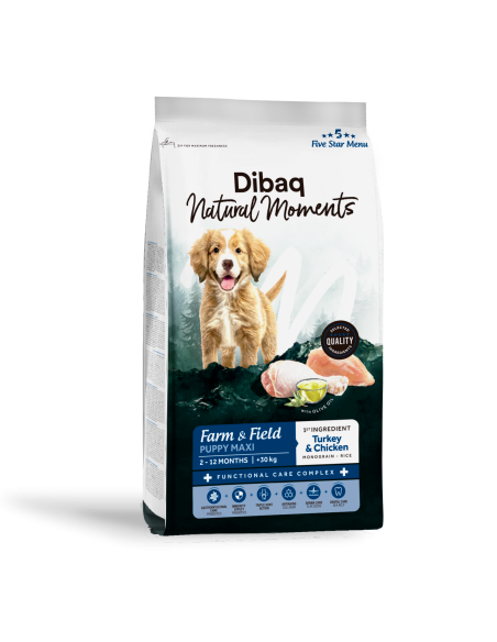 Dibaq Natural Moments 5 Star Pavo y Pollo Cachorro razas grandes |Perros | Dibaq
