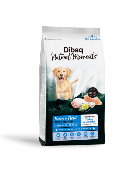 Dibaq Natural Moments 5 Star Pavo y Pollo Cachorro razas medianas |Perros | Dibaq