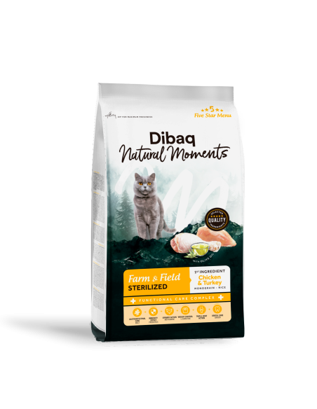 Dibaq Natural Moments 5 Star Esterilizado Pollo y Pavo |Gatos | Dibaq