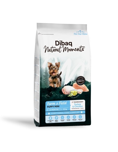 Dibaq Natural Moments 5 Star Pavo y Pollo Cachorro razas pequeñas |Alimento Seco | Dibaq
