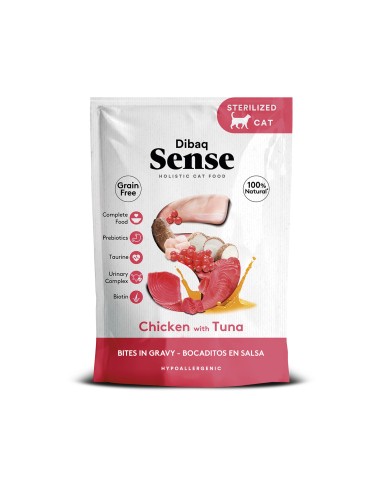 Dibaq Sense Bocaditos en salsa Pollo con Atún |Alimento Húmedo | Dibaq