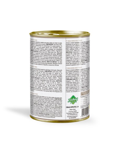 Dibaq Sense Grain Free Pavo y Calabaza |Alimento Húmedo | Dibaq