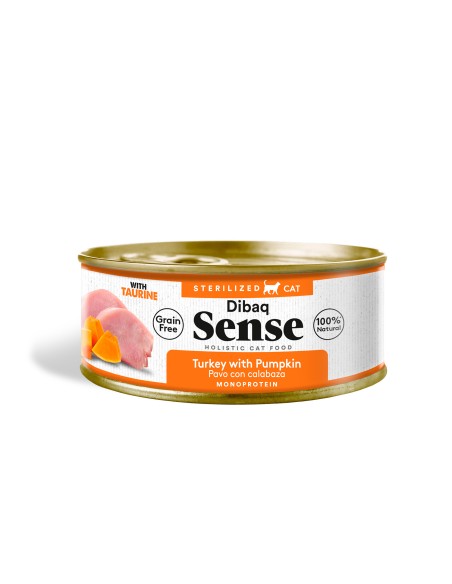 Dibaq Sense Cat Esterilizado Pavo con Calabaza |Alimento Húmedo | Dibaq