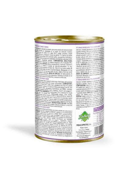 Dibaq Sense Wild (veado e javali) |Alimento Húmido| Dibaq