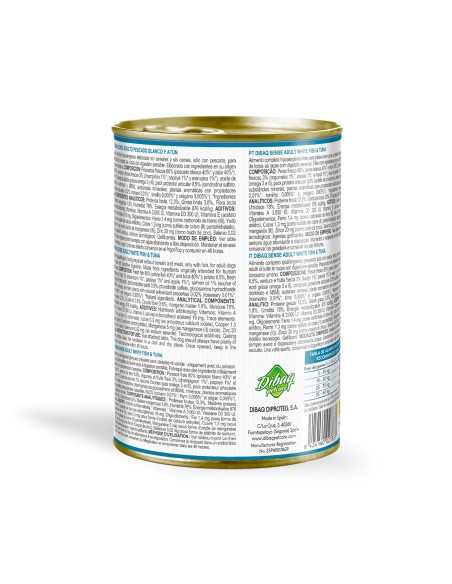 Dibaq Sense Pescado Blanco y Atún |Alimento Húmedo | Dibaq