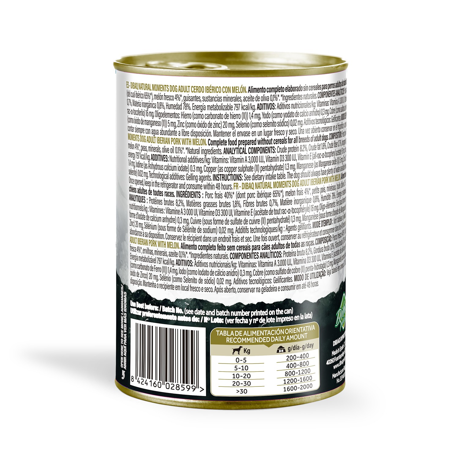 Dibaq Natural Moments Adulto Cerdo Ibérico con Melón |Alimento Húme