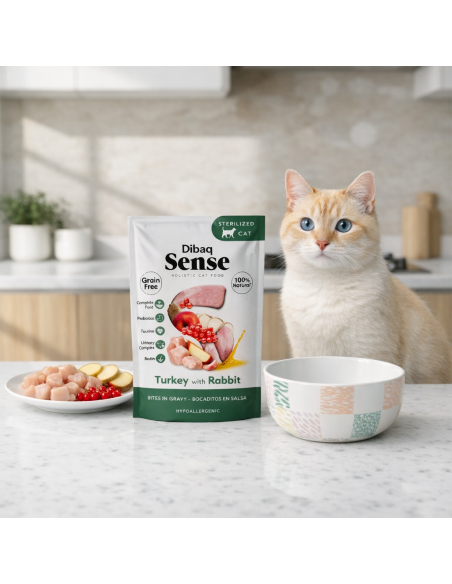 Dibaq Sense Bites Peru com Coelho |Alimento Húmido para gatos| Dibaq