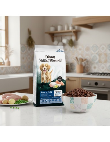 Dibaq Natural Moments 5 Star Pavo y Pollo Cachorro razas grandes |Alimento Seco | Dibaq