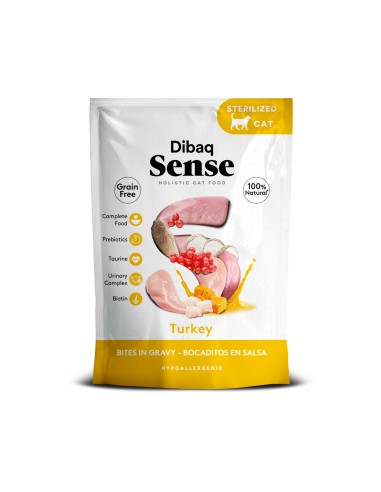 Dibaq Sense Bocaditos en salsa Pavo |Alimento Húmedo para gatos | Dibaq