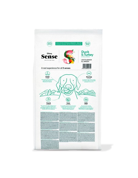 Dibaq Sense Grain Free Pato y Pavo Light o Senior |Alimento Seco para perros | Dibaq
