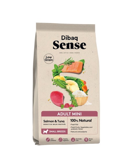 Dibaq Sense Low Grain para Adultos Mini Salmão e Atum |Alimento Seco para cães| Dibaq