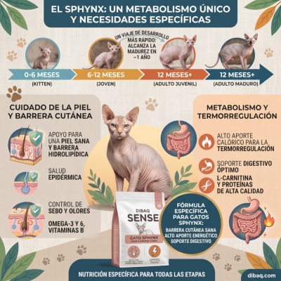 Gato Sphynx: sin pelo, pero con necesidades nutricionales muy especiales